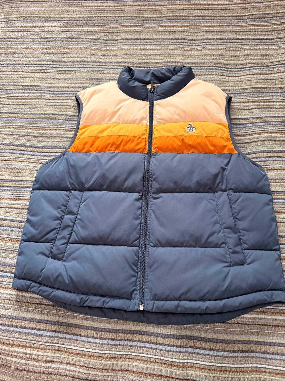 Original Penguin Teal Vest with Orange & Peach Colorblock